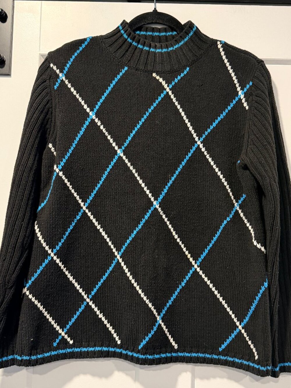 Vintage Liz Claiborne Black Sweater w/ Diamond Pattern